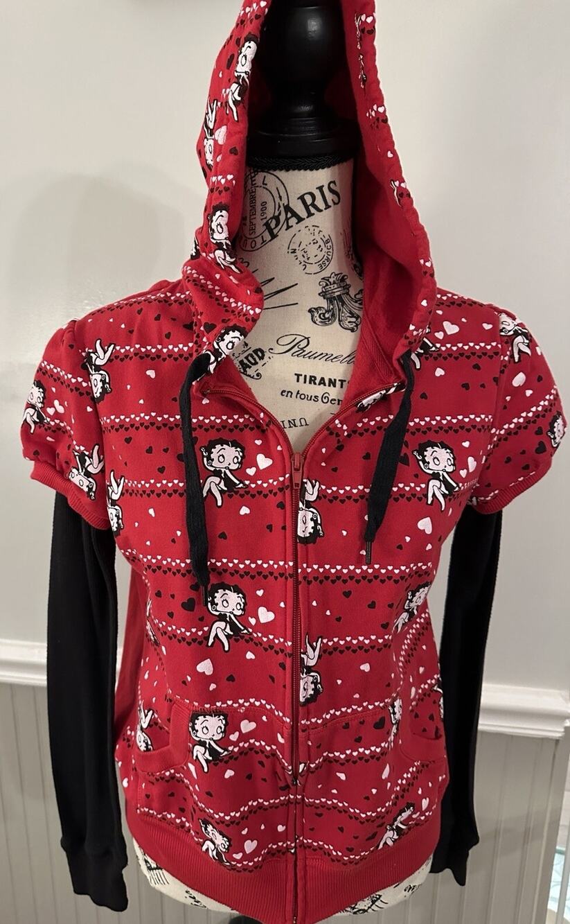 Betty Boop Zip Up Hoodie —Juniors Size L
